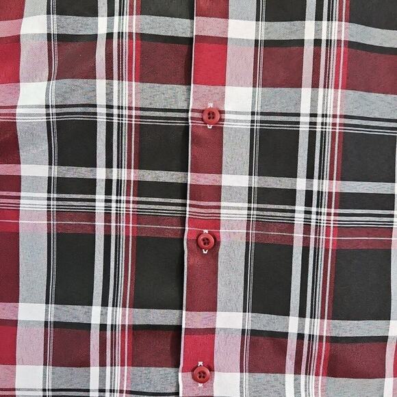 True Rock Shirt Men's 3XL Black Red Plaid Short Sleeve Button Up Pocket Y2K NWT - Picture 8 of 16